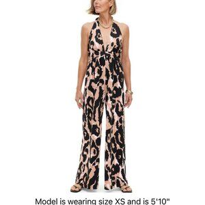 FLASH SALE  & VACAY READY! DVF For Target Print Halter V Neck Jumpsuit 🖤🤎💖